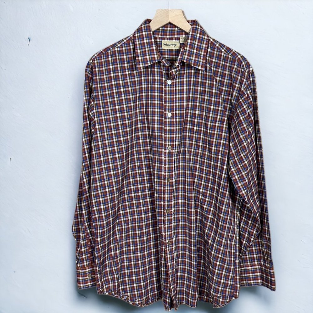 Wedgefield Vintage Long Sleeve Multi Color Plaid Button Down Shirt Size L